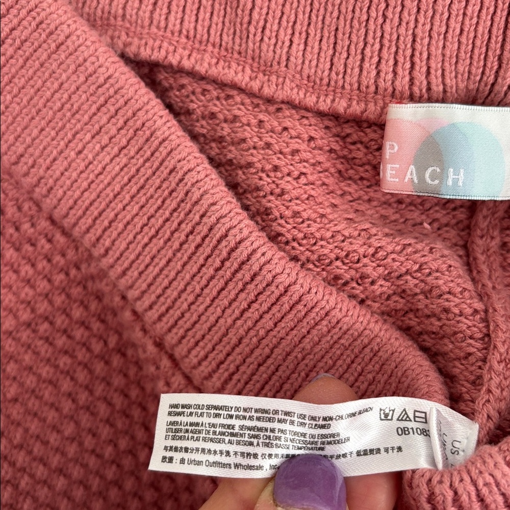 Free People Beach 100% Cotton Hailee Waffle Knit Rosie Pink Pants Size Large - Picture 8 of 10